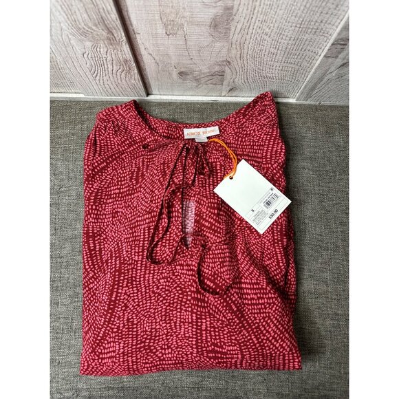 Knox Rose Womens Red Patterned Long Sleeve Blouse S 100% Rayon - Picture 3 of 7